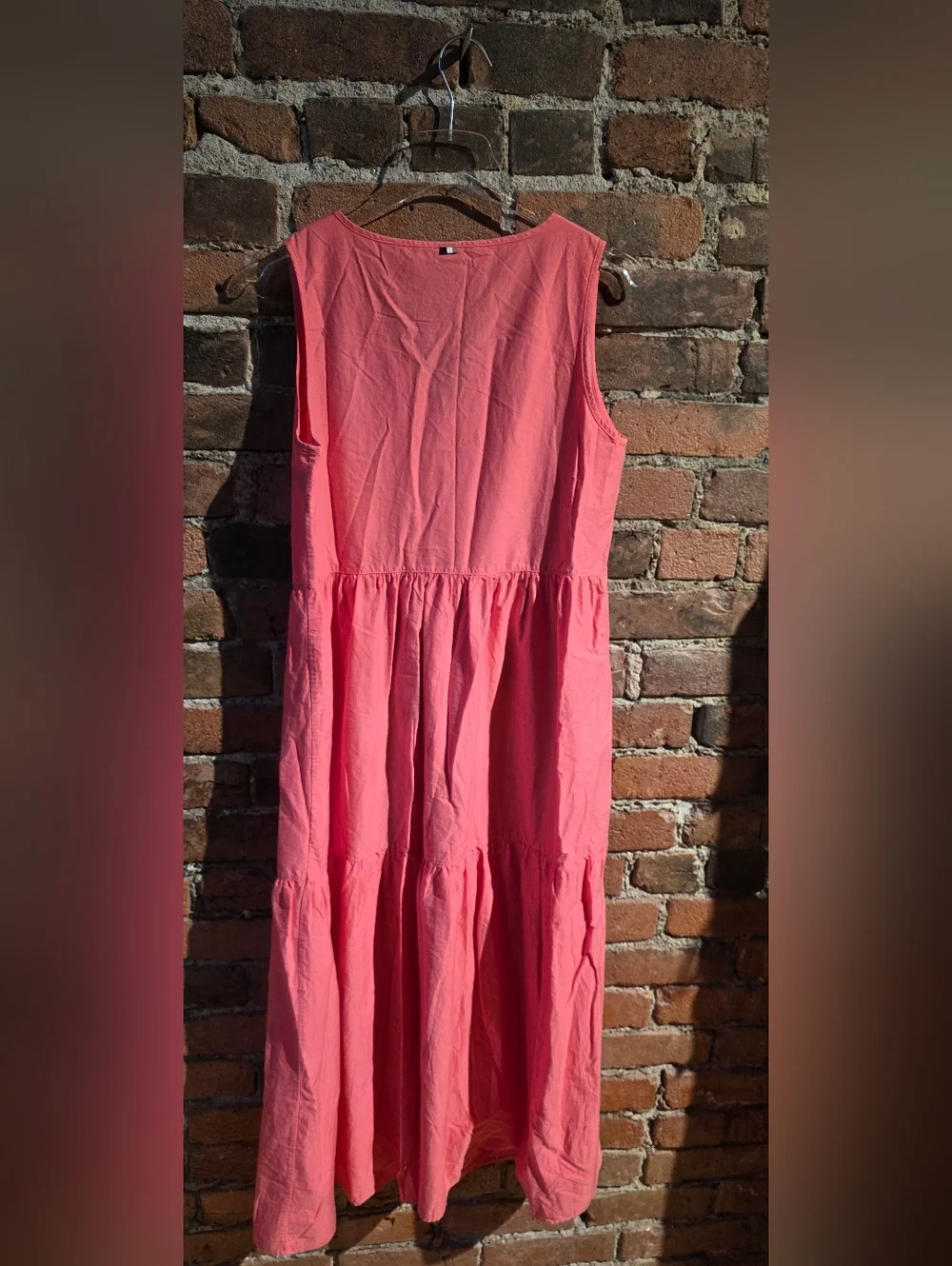 Boss Pink Sleeveless Tiered Cotton Dress - Picture 2 of 2